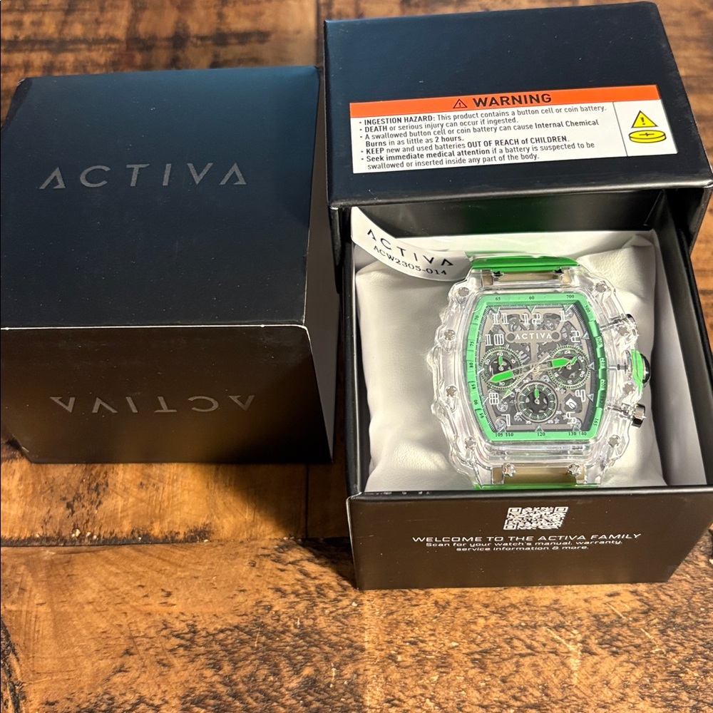 Activa  By Invicta Transparent and Green Watch 44.3 mm Mens